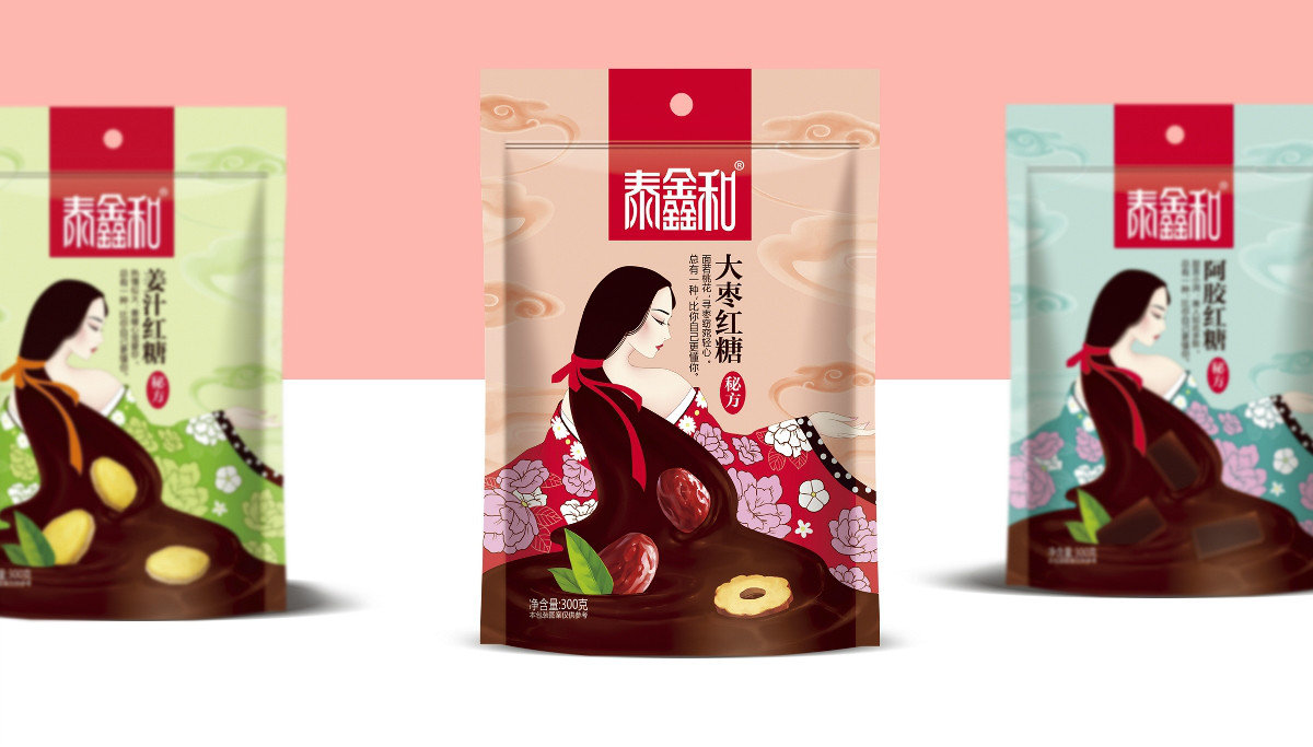 古風(fēng)美人紅糖食品包裝設(shè)計(jì)：甜蜜在心中寵愛(ài)