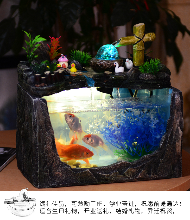 假山流水養(yǎng)魚(yú)缸家居裝飾擺件