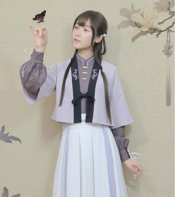 改良版清新唯美漢服，繡花褙子漢服圖片