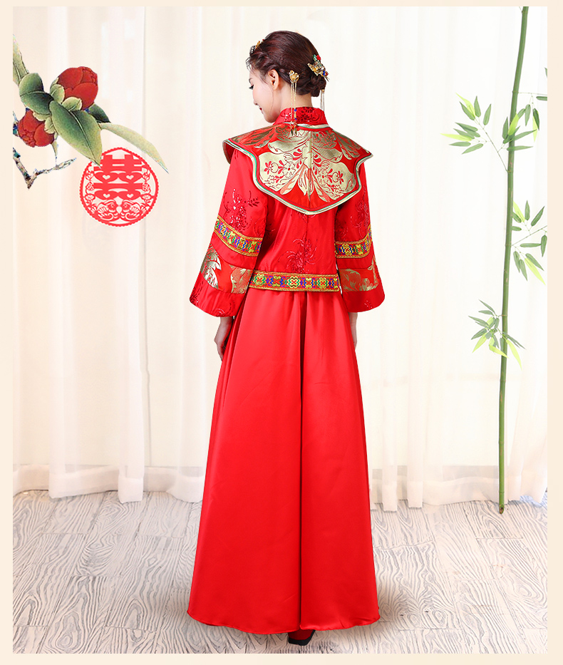 傳統(tǒng)古典刺繡中式禮服，中國(guó)風(fēng)唯美新娘禮服