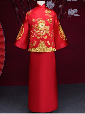 金龍男士古裝中式禮服，復(fù)古中國風(fēng)新郎禮服