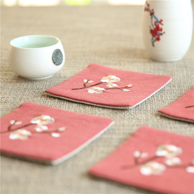 中國風(fēng)刺繡花桌旗梅花茶席布藝禪意