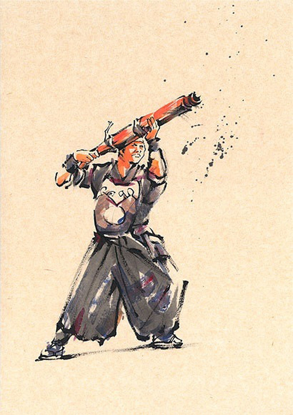 日本勝亦勇水墨功夫中華武術(shù)插畫(六)