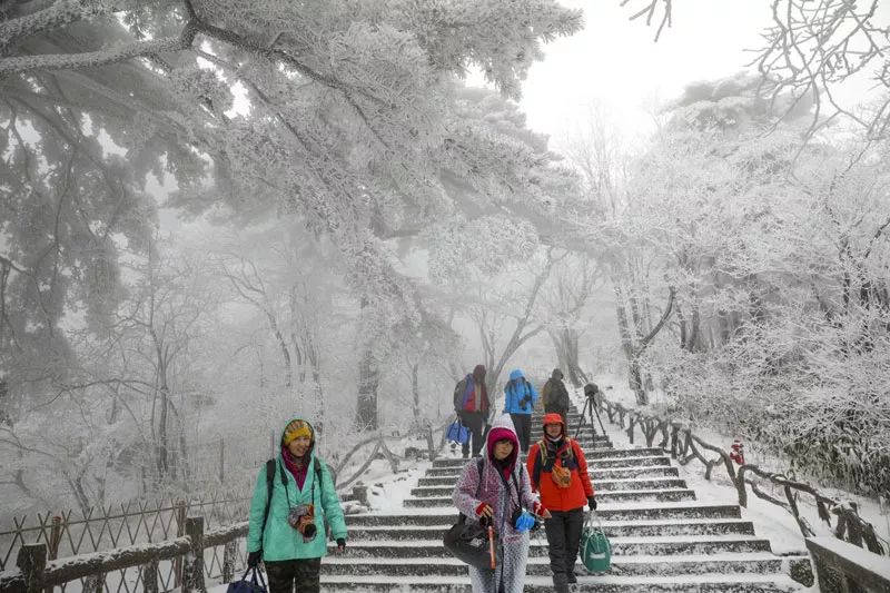 雪后黃山風(fēng)景宛如人間仙境，舞一曲雪中霓裳羽