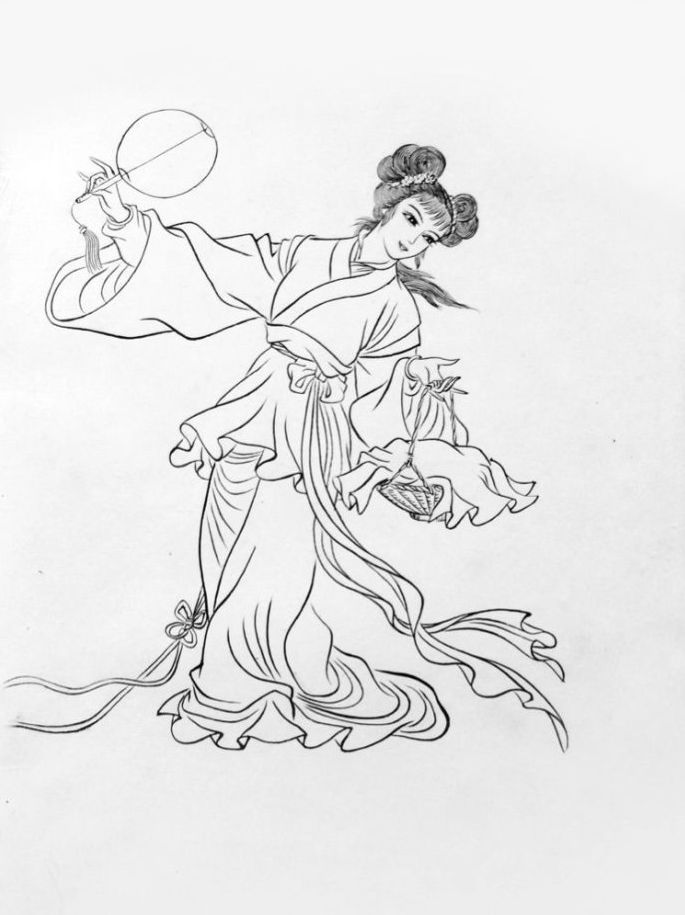 27幅白描仕女圖：一筆一畫勾勒出仕女美