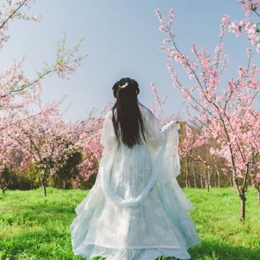 海棠花開女生頭像，唯美古風真人頭像