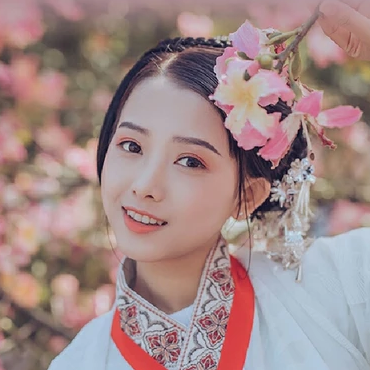 粉色木棉花少女頭像，唯美古風(fēng)真人頭像