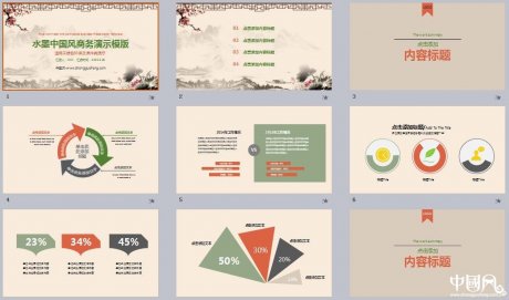 中國風水墨中國風商務演示PPT模版
