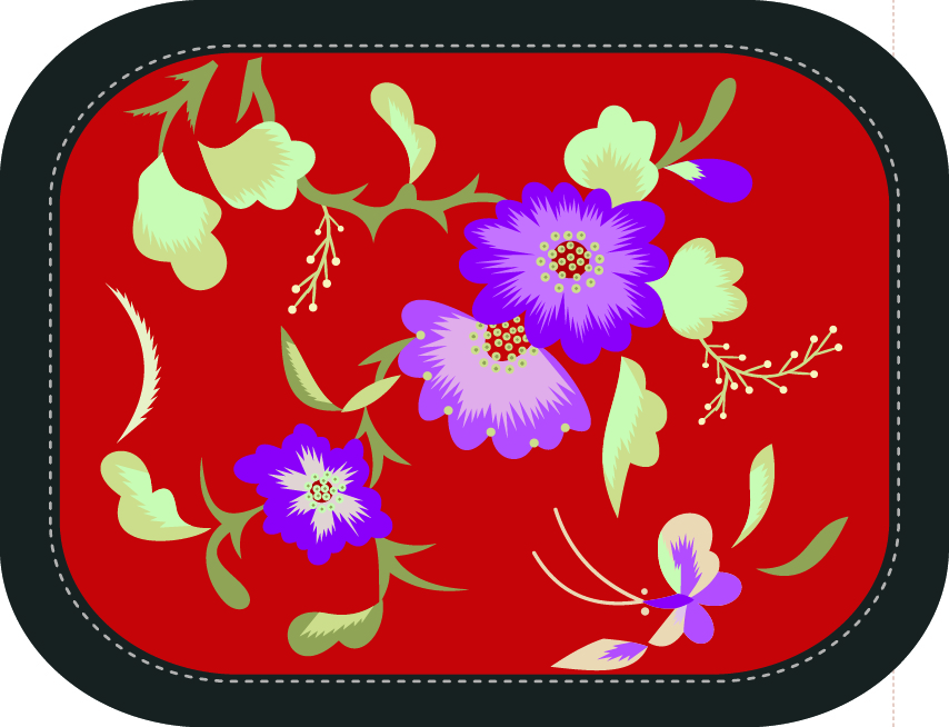 中國(guó)傳統(tǒng)刺繡圖案蝴蝶花卉系列五，矢量素材